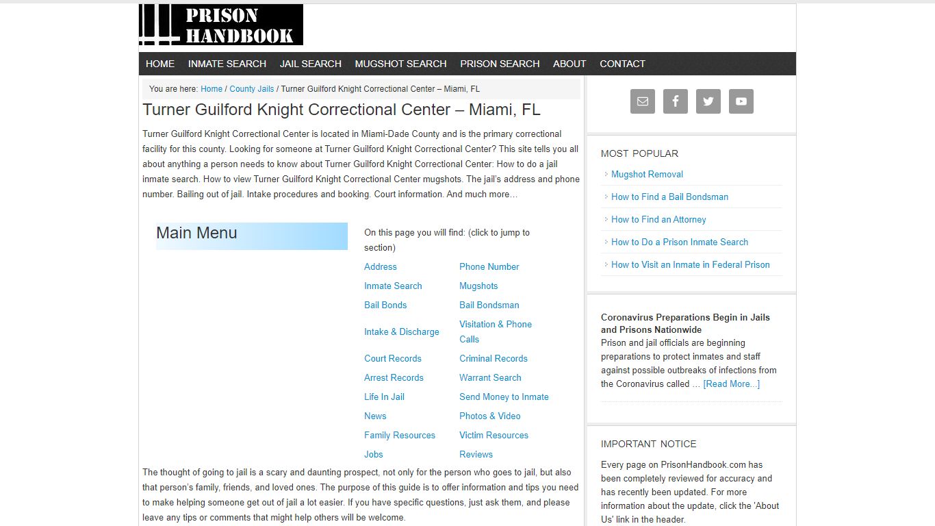 Turner Guilford Knight Correctional Center – Miami, FL - Prison Handbook
